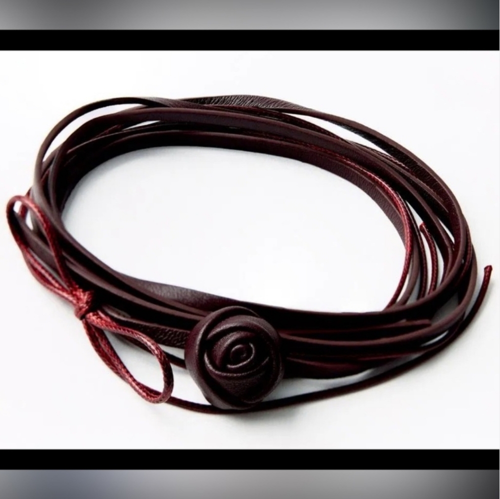 Zara NWT 100% leather double choker necklace - Picture 4 of 11
